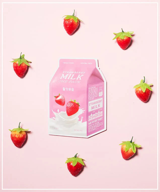 APIEU Milk One Pack Strawberry lakštinė veido kaukė