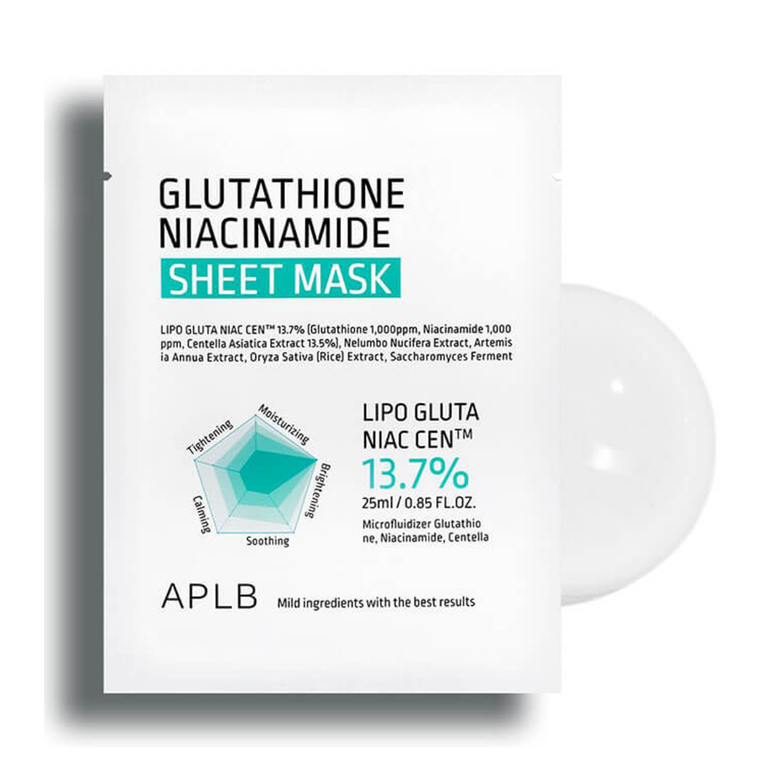 APLB Glutathione Niacinamide Sheet Mask lakštinė veido kaukė