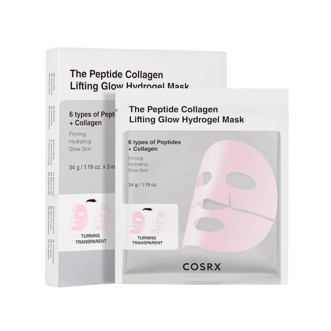 COSRX Peptide Collagen Glow Hydrogel Mask loksnīšu sejas maska