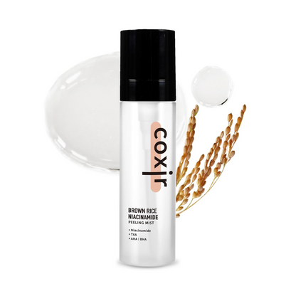 COXIR Brown Rice Niacinamide Peeling Mist šveičiamoji veido dulksna