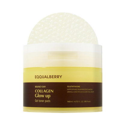 EQQUALBERRY Collagen Glow Up Gel Toner Pads veido padeliai