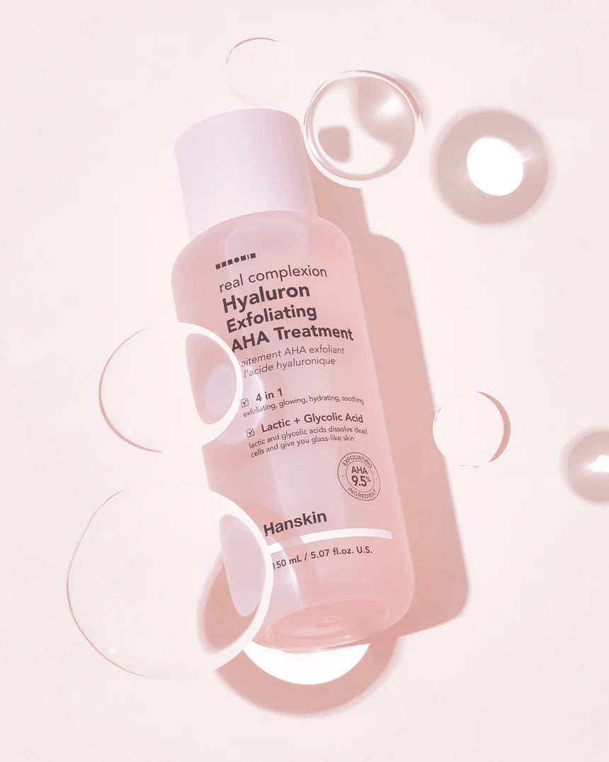 HANSKIN Real Complexion Hyaluron Exfoliating AHA Treatment veido šveitiklis