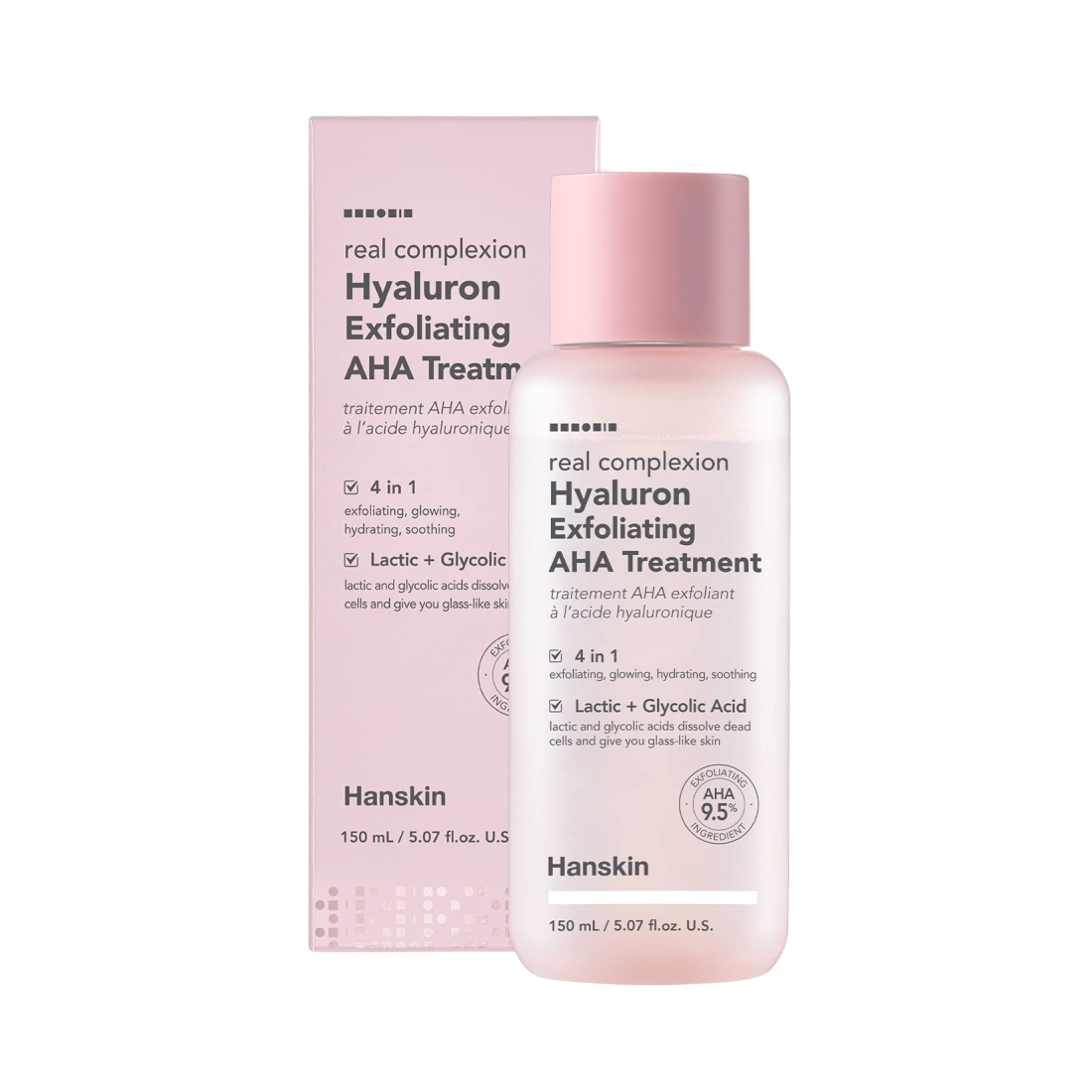 HANSKIN Real Complexion Hyaluron Exfoliating AHA Treatment veido šveitiklis