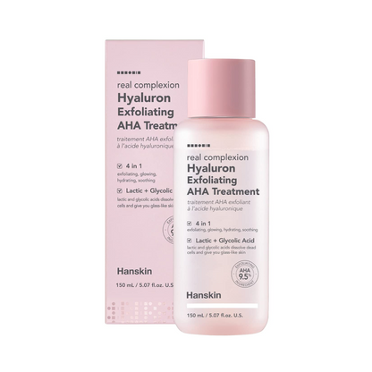 HANSKIN Real Complexion Hyaluron Exfoliating AHA Treatment veido šveitiklis