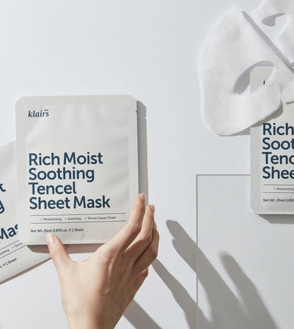 Klairs Rich Moist Soothing Tencel Sheet Mask veido kaukė