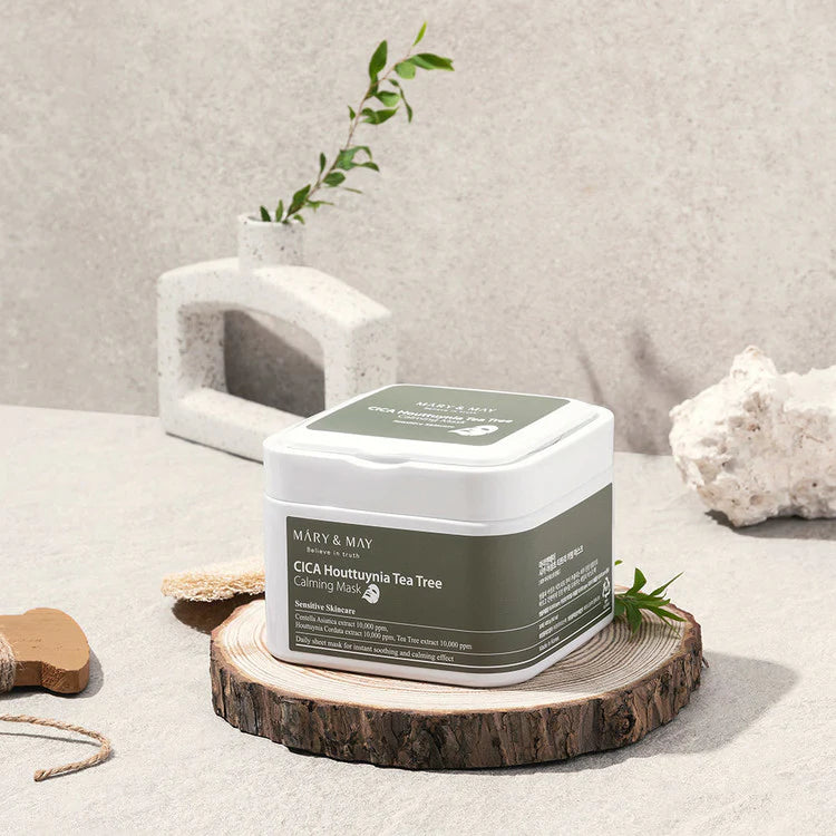 MARY&amp;MAY CICA Houttuynia Tea Tree Calming Mask 30pc lakštinės veido kaukės