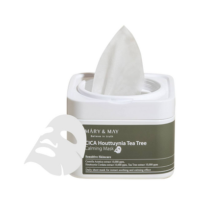 MARY&amp;MAY CICA Houttuynia Tea Tree Calming Mask 30pc lakštinės veido kaukės