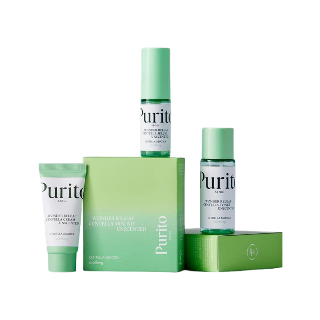 PURITO Centella Unscented Mini Kit kelioninio dydžio priemonių rinkinys