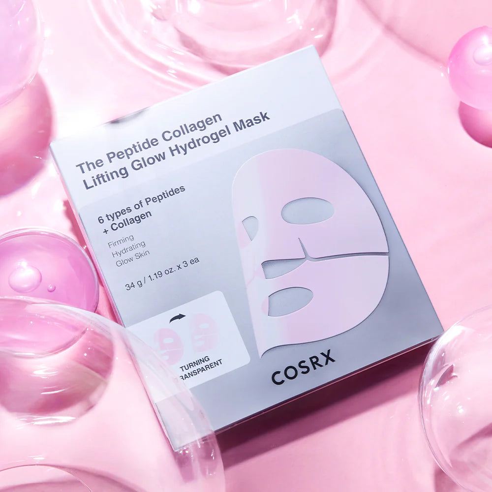 COSRX Peptide Collagen Glow Hydrogel Mask loksnīšu sejas maska